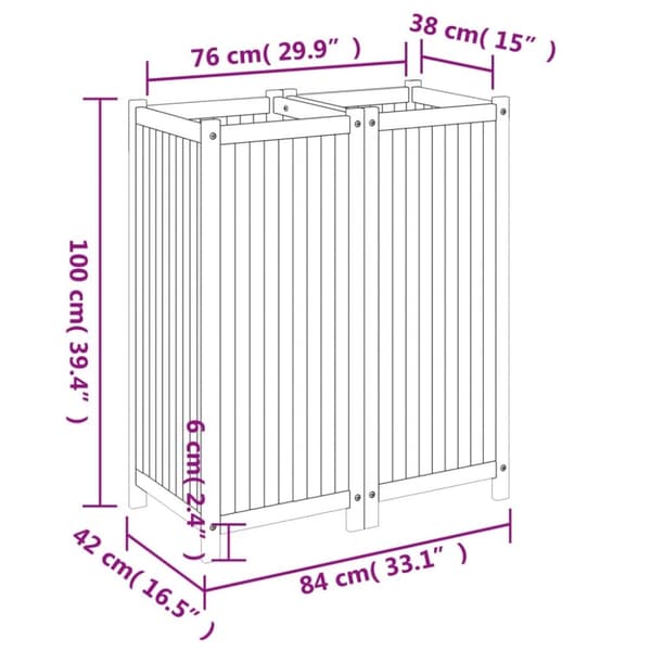 vidaXL Odlingslåda med foder 84x42x100 cm massivt akaciaträ