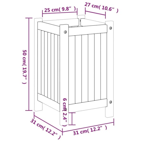 vidaXL plantekasse med for 31x31x50 cm massivt akacietræ