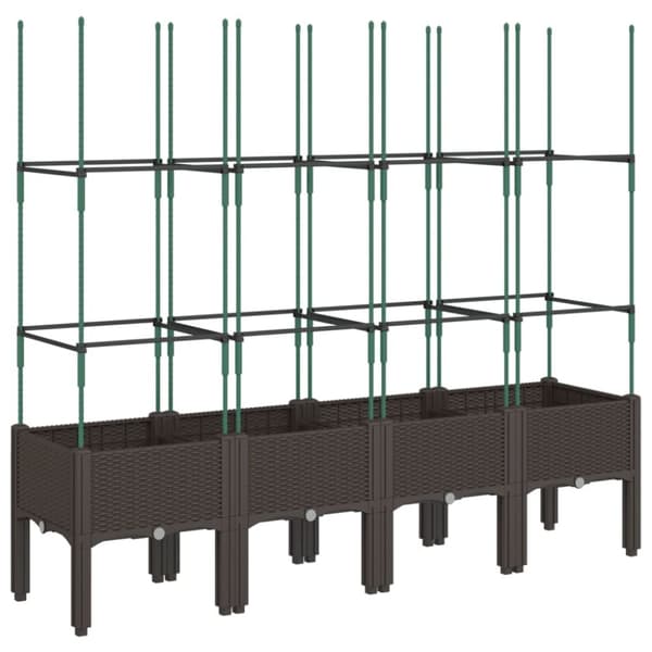 vidaXL Plantekasse med espalier brun 160x40x142,5 cm PP