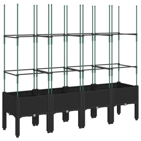 vidaXL Plantekasse med espalier svart 160x40x142,5 cm PP