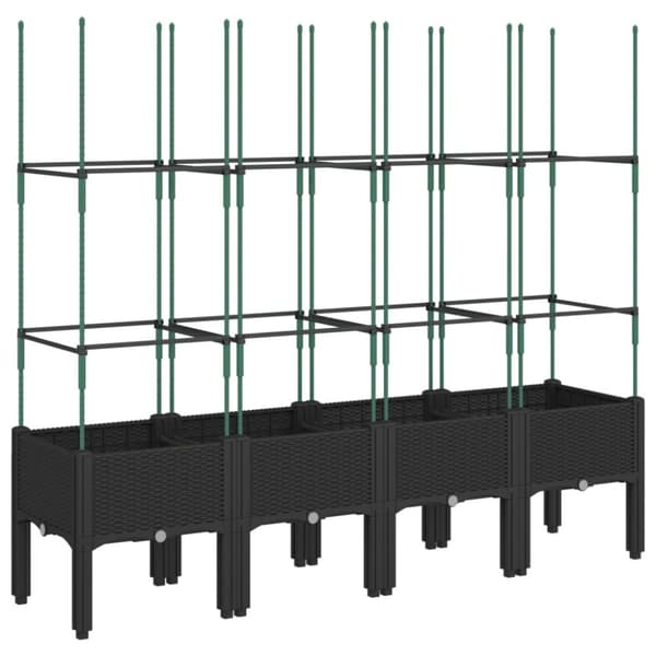 vidaXL Plantekasse med espalier svart 160x40x142,5 cm PP