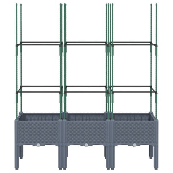 vidaXL plantekasse med espalier 120x40x142,5 cm PP grå