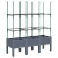 Miniatyrbillede 2 af 7: vidaXL plantekasse med espalier 120x40x142,5 cm PP grå