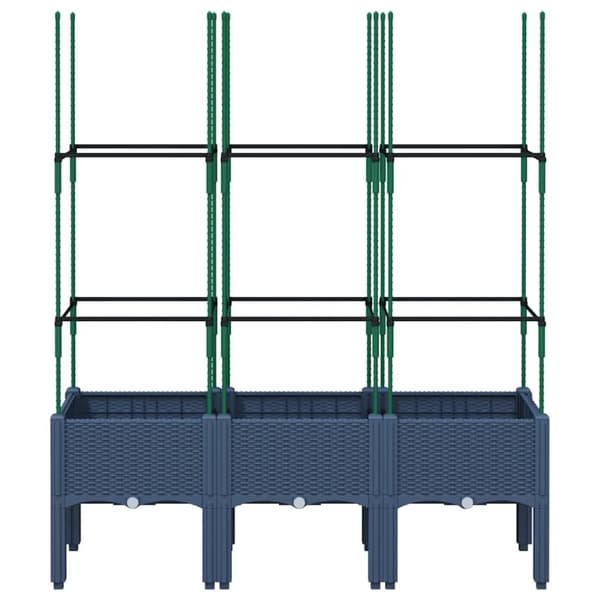 vidaXL Plantekasse med espalier blågrå 120x40x142,5 cm PP
