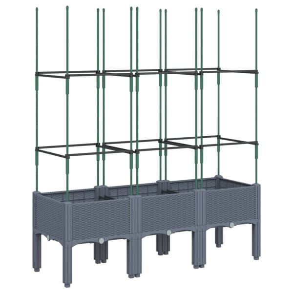 vidaXL Plantekasse med espalier grå 120x40x142,5 cm PP