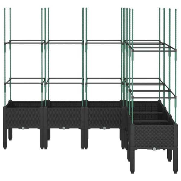 vidaXL Odlingslåda med spaljé svart 160x120x142,5 cm PP