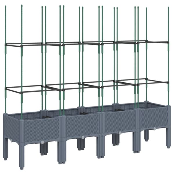 vidaXL Plantekasse med espalier grå 160x40x142,5 cm PP