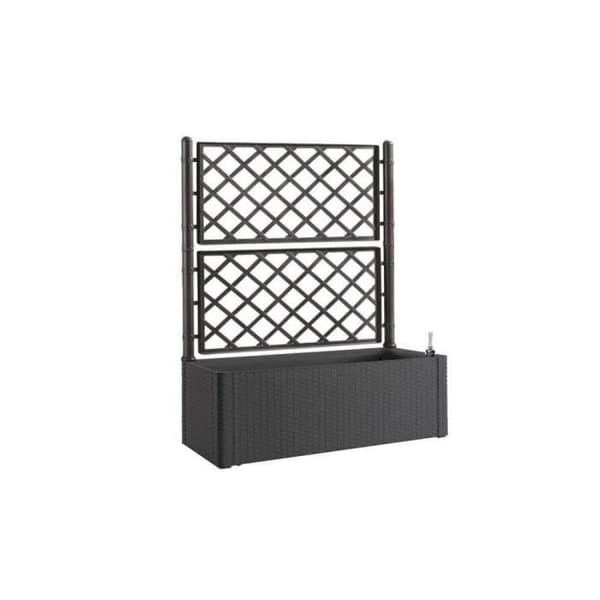 STEFANPLAST Natural Deluxe rektangulär blomlåda med spaljé - 100 x 43 x H 142 cm - 90 + 6,5 L i förvaring - Antracit