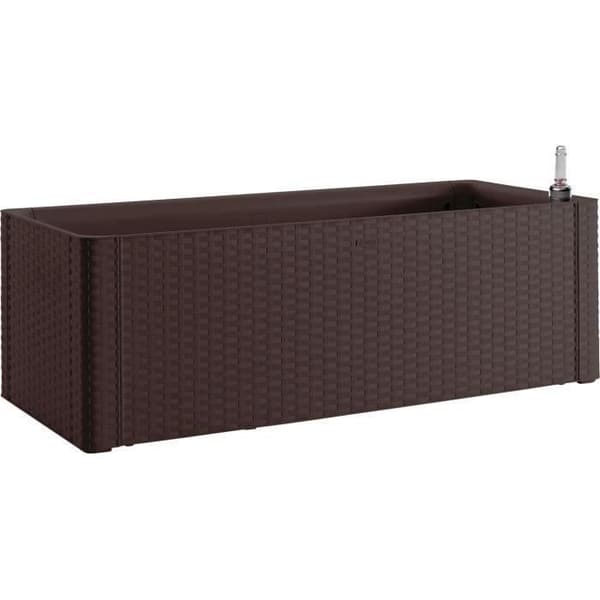 STEFANPLAST Natural Delux rektangulär blomlåda - 100x43xH33cm - 90 + 6,5L i förvaring - Mocka