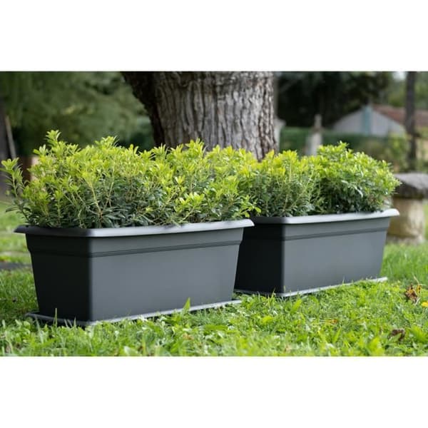 MEDITERRANEO rektangulär blomlåda - 110L - 100 cm - Plast - Antracit