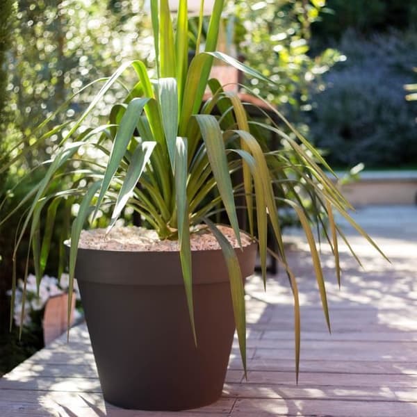 Toscana rund blomkruka - EDA PLAST - Ø 48 x H 40 cm - 43 L - Antracitgrå