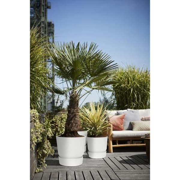 ELHO Rund blomkruka Greenville 30 - Utomhus - Ø 29,5 x H 27,8 cm - Vit