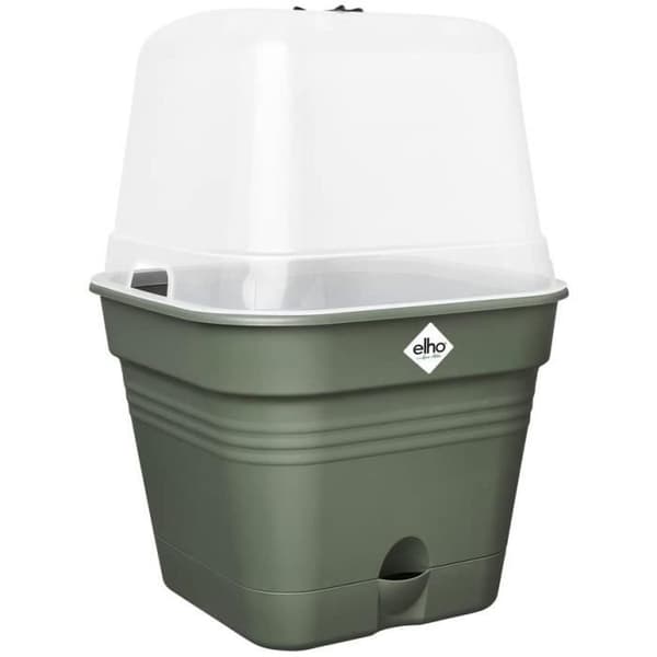 Fyrkantig blomkruka GRÖN GRÖN - Plast - Reservoar - Ø20 - Bladgrön