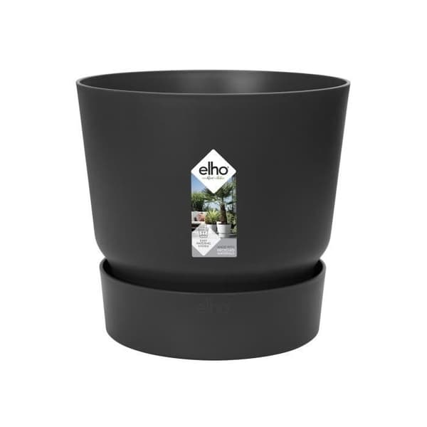 ELHO Greenville 25 rund blomkruka - Utomhus - Ø 24,48 x H 23,31 cm - Svart levande