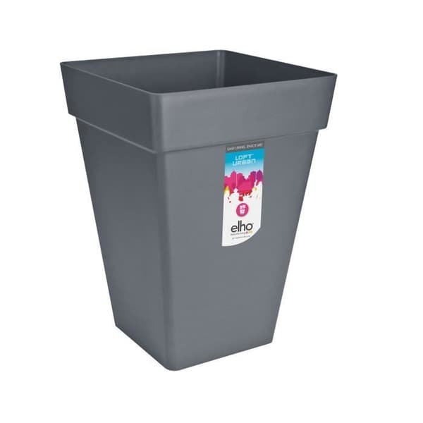 Elho Loft Urban Square Flower Box High 30 - Svart - Ø 29 x H 41 cm - utomhus - 100% återvunnet