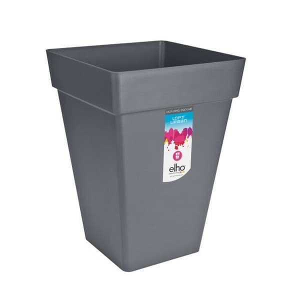 Elho Loft Urban Square Flower Box High 37 - Svart - Ø 37 x H 51 cm - utomhus - 100% återvunnet