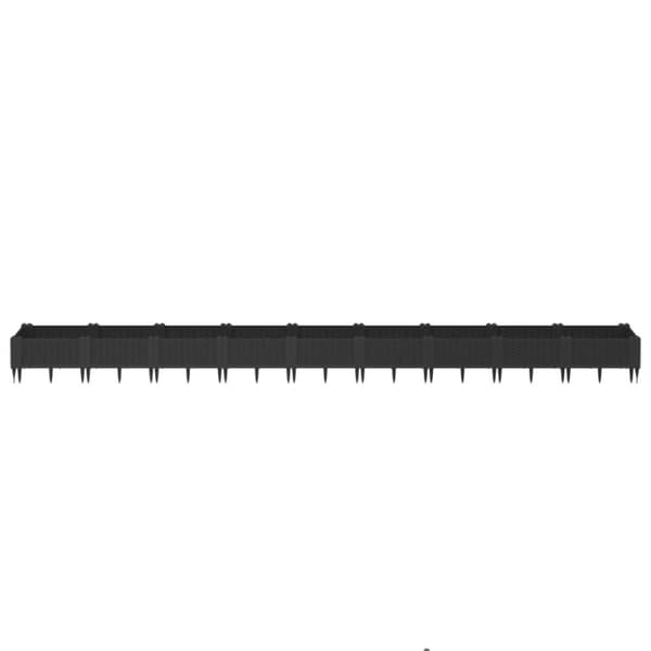 vidaXL plantekasse med spyd 362,5x42,5x28,5 cm PP sort