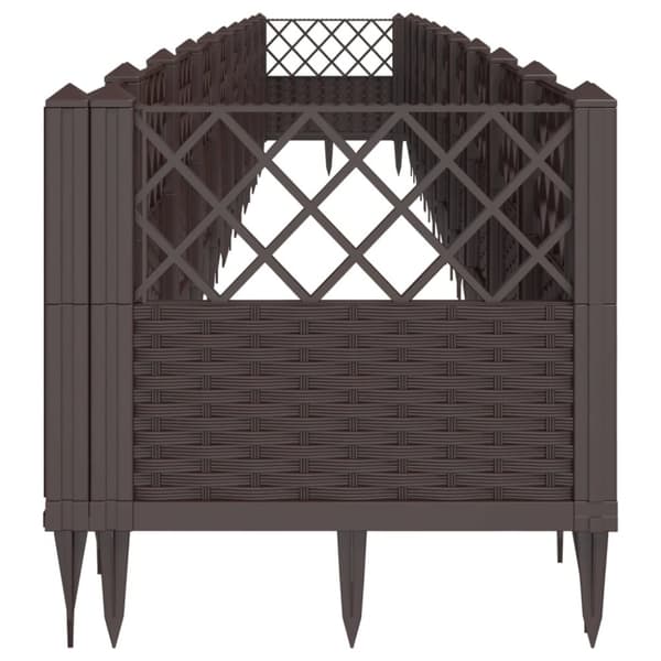 vidaXL Plantekasse med plugger brun 363,5x43,5x43,5 cm PP