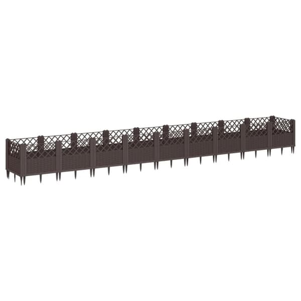 vidaXL Plantekasse med plugger brun 363,5x43,5x43,5 cm PP