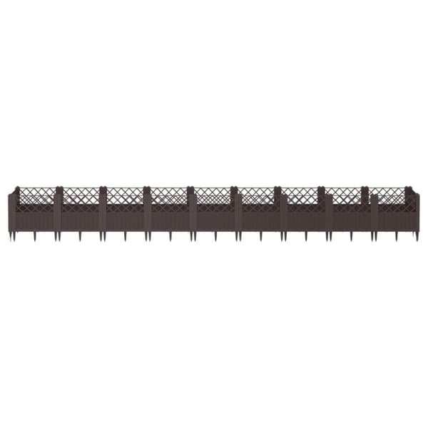 vidaXL Plantekasse med plugger brun 363,5x43,5x43,5 cm PP