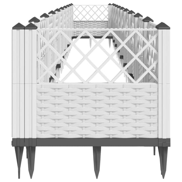 vidaXL plantekasse med spyd 363,5x43,5x43,5 PP hvid