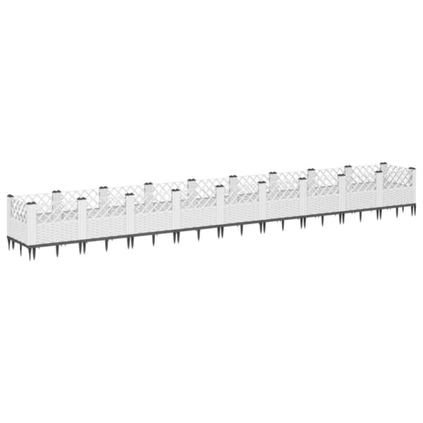 vidaXL plantekasse med spyd 363,5x43,5x43,5 PP hvid