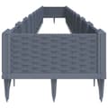 Miniatyrbillede 4 af 8: vidaXL plantekasse med spyd 362,5x42,5x28,5 cm PP grå