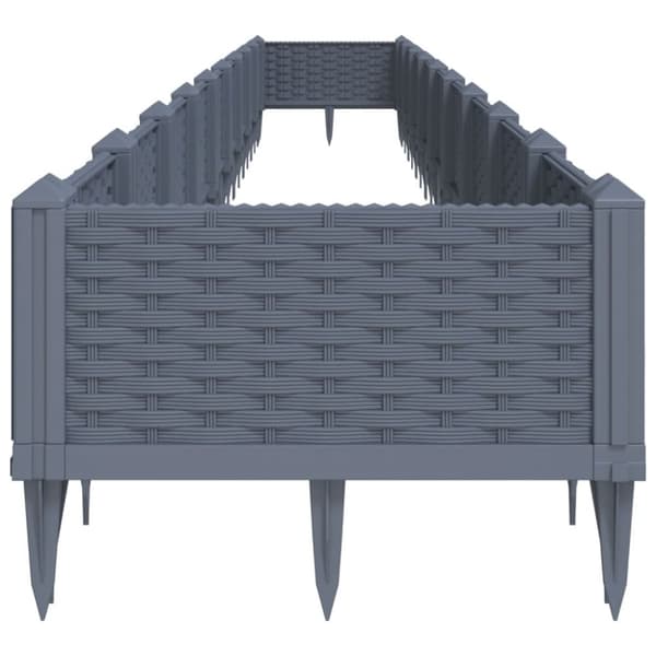 vidaXL plantekasse med spyd 362,5x42,5x28,5 cm PP grå