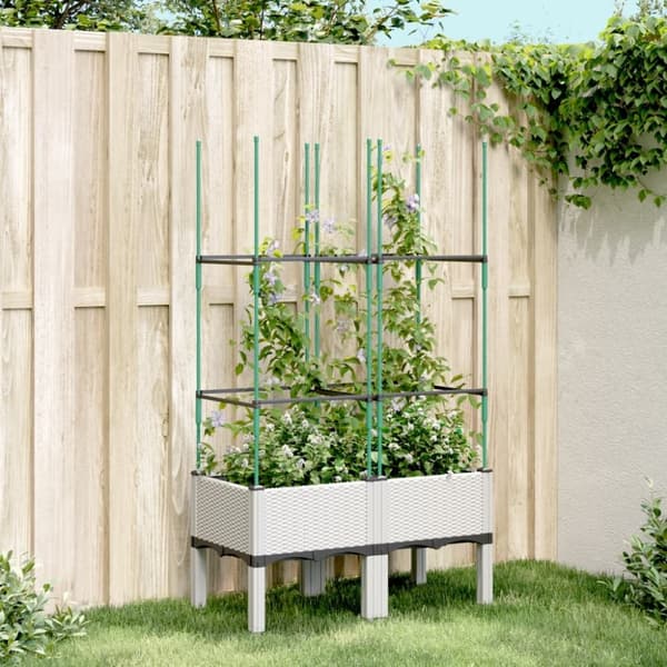 vidaXL plantekasse med espalier 80x40x142,5 cm PP hvid