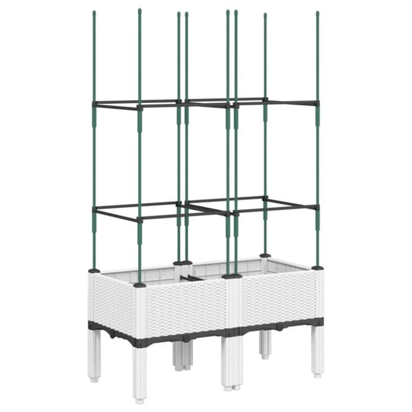 vidaXL Plantekasse med espalier hvit 80x40x142,5 cm PP