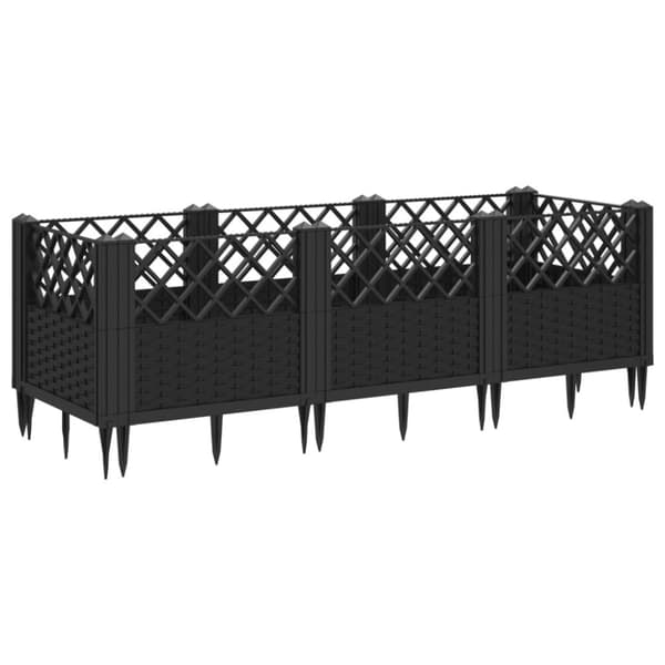 vidaXL Plantekasse med plugger svart 123,5x43,5x43,5 cm PP
