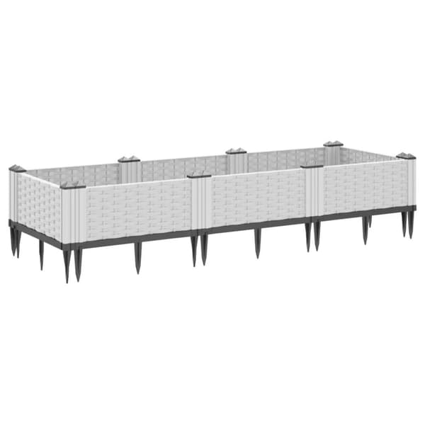 vidaXL plantekasse med spyd 125x40x28,5 cm PP hvid
