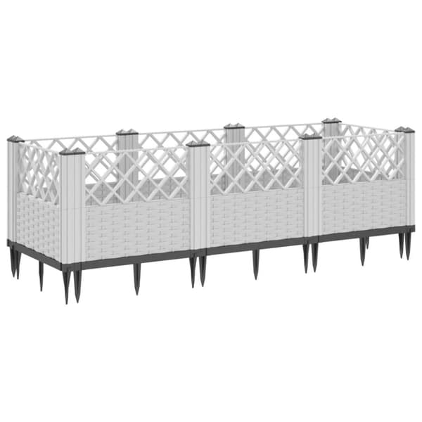 vidaXL plantekasse med spyd 123,5x43,5x43,5 cm PP hvid