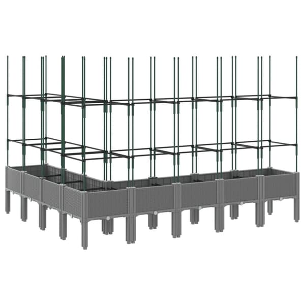 vidaXL Plantekasse med espalier lysegrå 200x160x142,5 cm PP