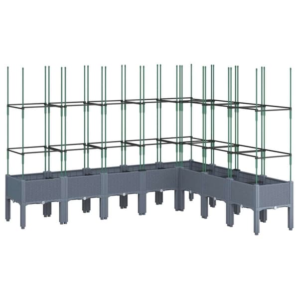 vidaXL Plantekasse med espalier blågrå 200x160x142,5 cm PP