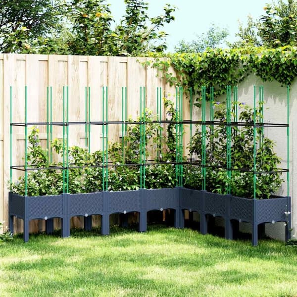 vidaXL plantekasse med espalier 200x160x142,5 cm PP grå