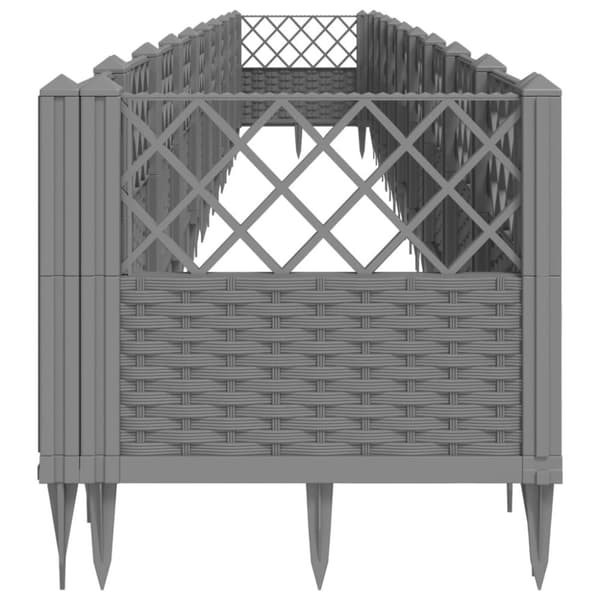 vidaXL plantekasse med spyd 363,5x43,5x43,5 cm PP lysegrå