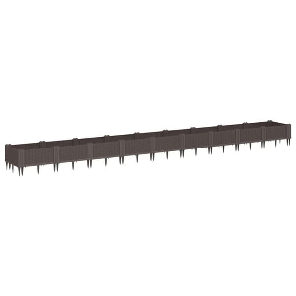 vidaXL plantekasse med spyd 362,5x42,5x28,5 cm PP brun
