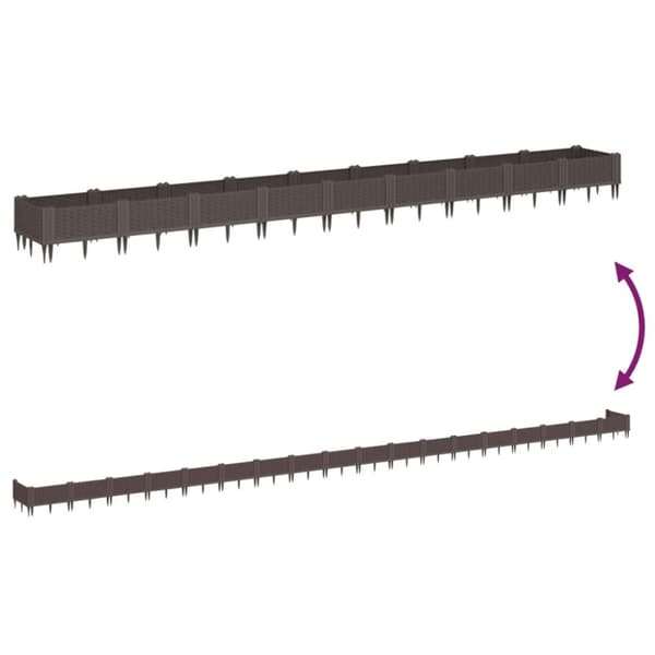 vidaXL plantekasse med spyd 362,5x42,5x28,5 cm PP brun