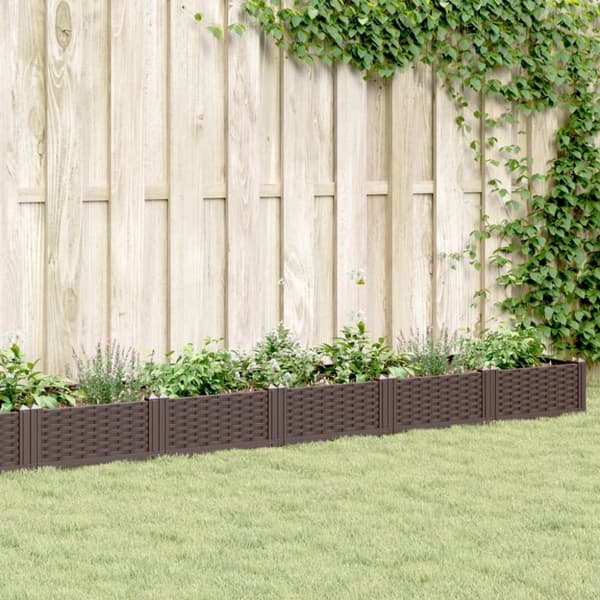vidaXL plantekasse med spyd 362,5x42,5x28,5 cm PP brun