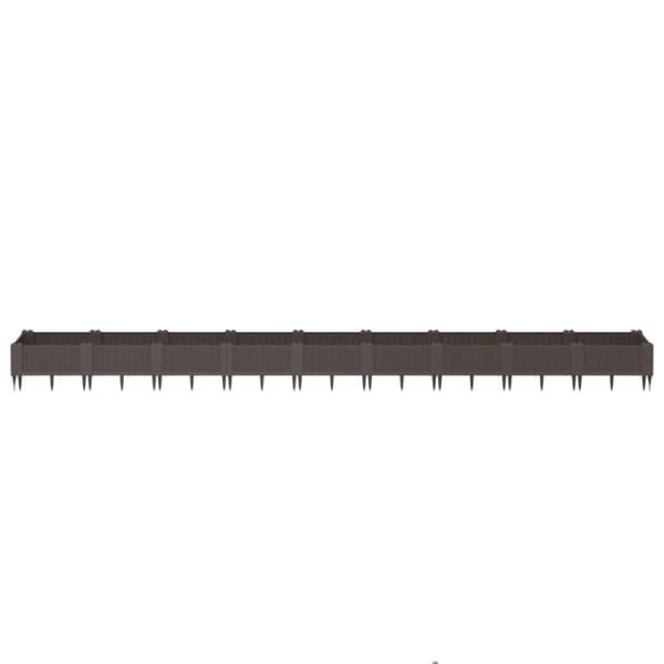 vidaXL plantekasse med spyd 362,5x42,5x28,5 cm PP brun