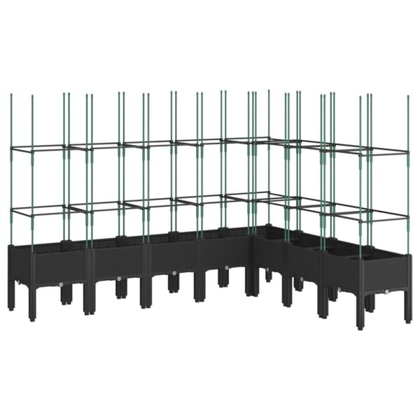 vidaXL Plantekasse med espalier svart 200x160x142,5 cm PP