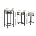 Miniatyrbild 3 av 6: Rootz Flower Stands - Set med 3 - Rund stapelbar - Rottingeffekt - Metallben - Inomhus utomhus - Metall - Svart - Guld - 28L x 28W x 66H cm