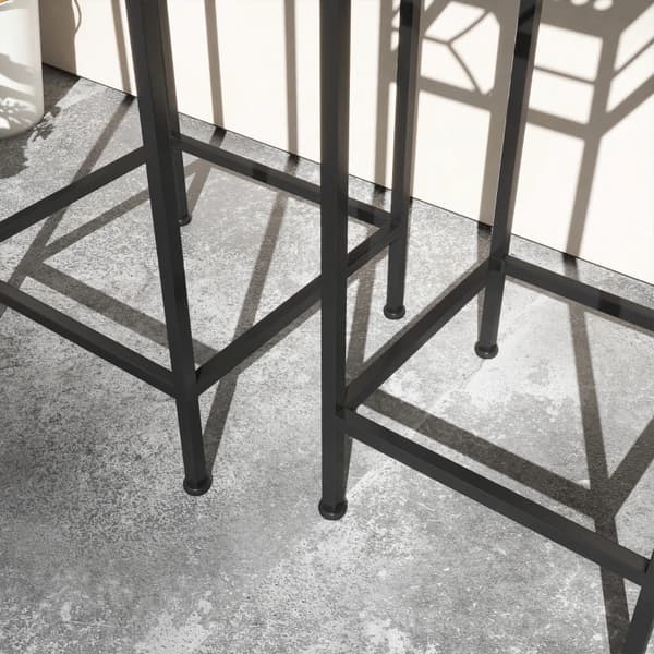 Rootz Flower Stands - Set med 3 - Rund stapelbar - Rottingeffekt - Metallben - Inomhus utomhus - Metall - Svart - Guld - 28L x 28W x 66H cm