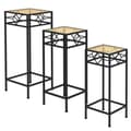 Miniatyrbild 1 av 6: Rootz Flower Stands - Set med 3 - Rund stapelbar - Rottingeffekt - Metallben - Inomhus utomhus - Metall - Svart - Guld - 28L x 28W x 66H cm