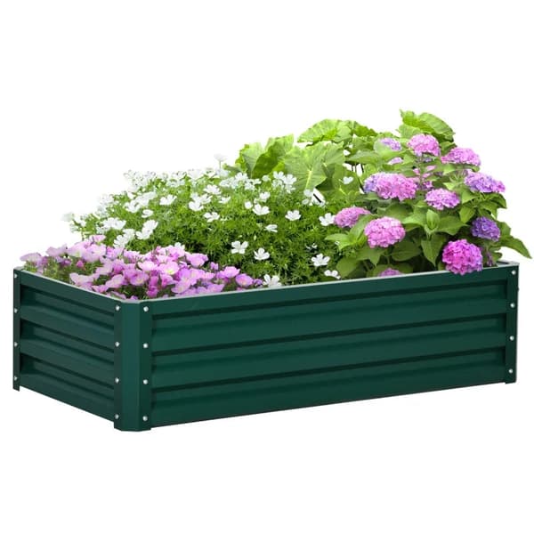 Rootz Højbed - Plantekasse - Vejrbestandig - Åben bund - Galvaniseret stål - Grøn - 120 cm x 60 cm x 30,5 cm