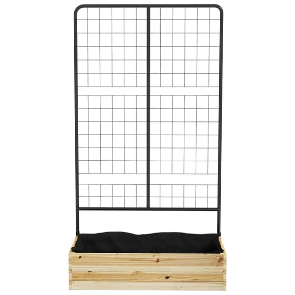 Rootz Højseng med espalier - Klatreplantebed - Fleecefor - Naturligt træ - Stål - Sort - 80x38x145 cm