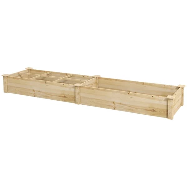 Rootz Upphöjd säng - Planteringslåda - 2 delar - Öppen botten - Träram - Granträ - Enkel montering - Naturlig - 237 x 60 x 25 cm