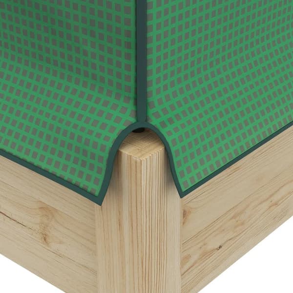Rootz upphöjd säng med folieöverdrag - Planteringskärl - Fleecefoder - Naturligt trä + metall - Granträ - Naturligt + Grönt - 86 x 60 x 165 cm