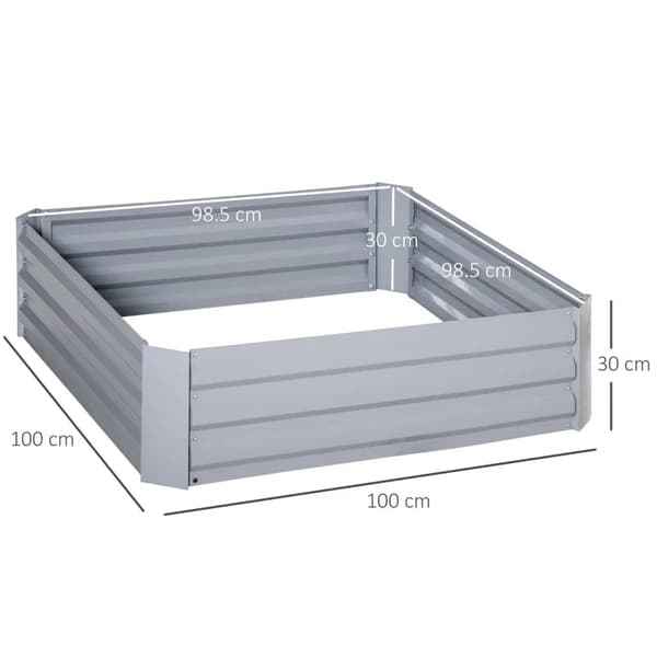 Rootz-istutuslaatikko - 2 kpl sarja - Avopohjainen kukkalaatikko - Teräsrunko - Harmaa - 2 x 100 x 100 x 30 cm